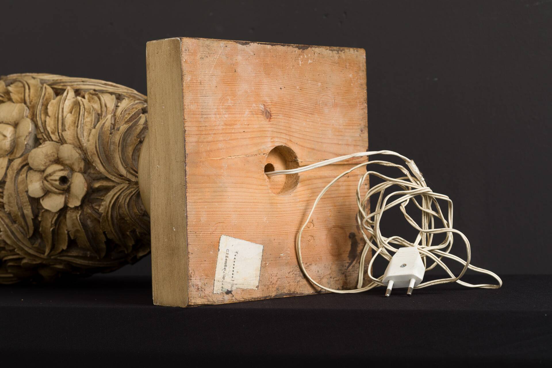 Vintage hand-carved wooden lamps by Mariano García