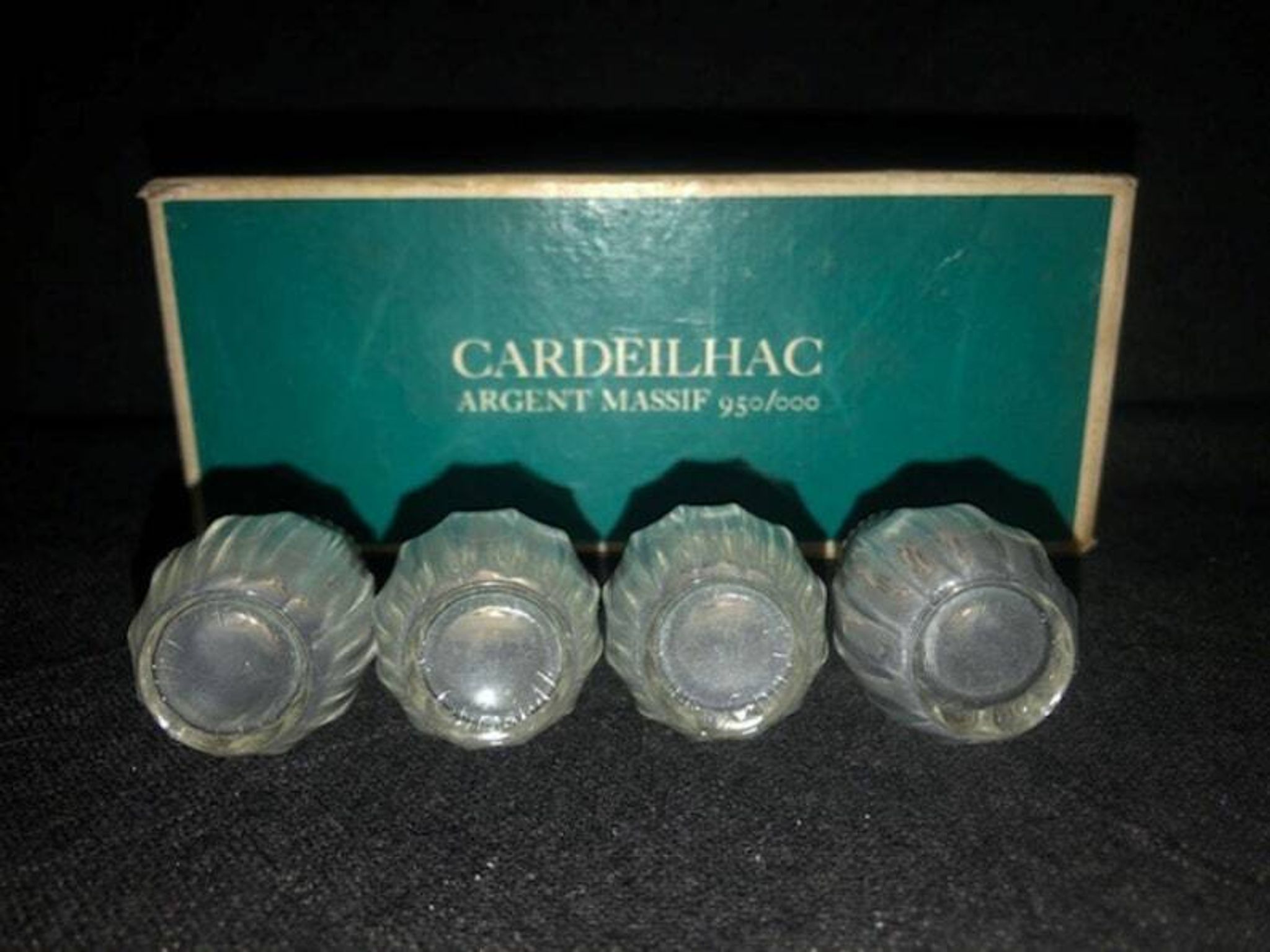 Vintage Cardeilhac/Christofle Crystal Salt & Pepper Cellars: 950 Silver Lid