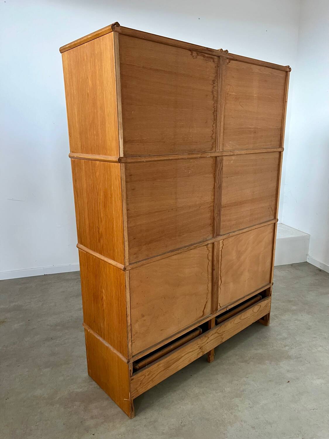 Old MD storage furniture bookcase design Martin Dupuis light oak 1950s vintage