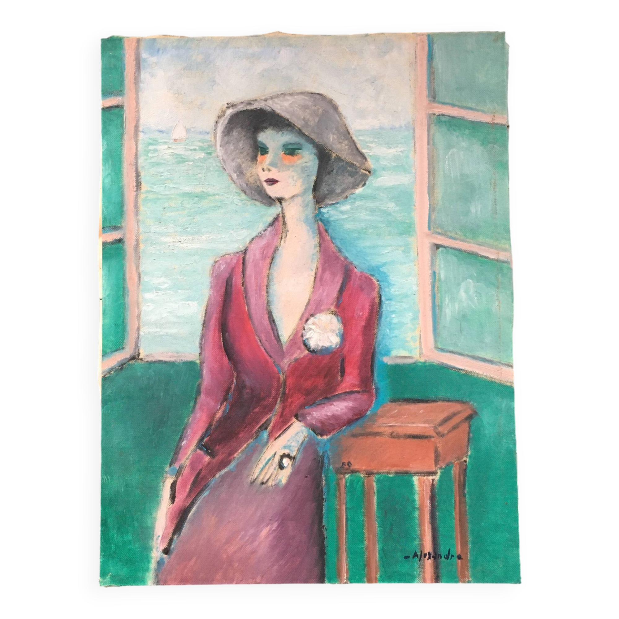 Painting portrait of elegant woman