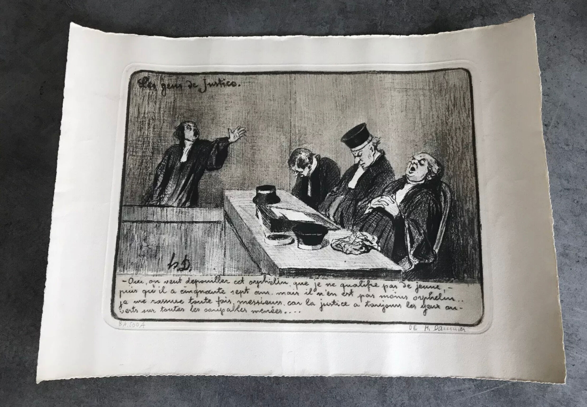 Ancient lithograph by honoré daumier h.d.  "the people of justice" n°84/500