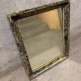 Vintage black and white wooden mirror