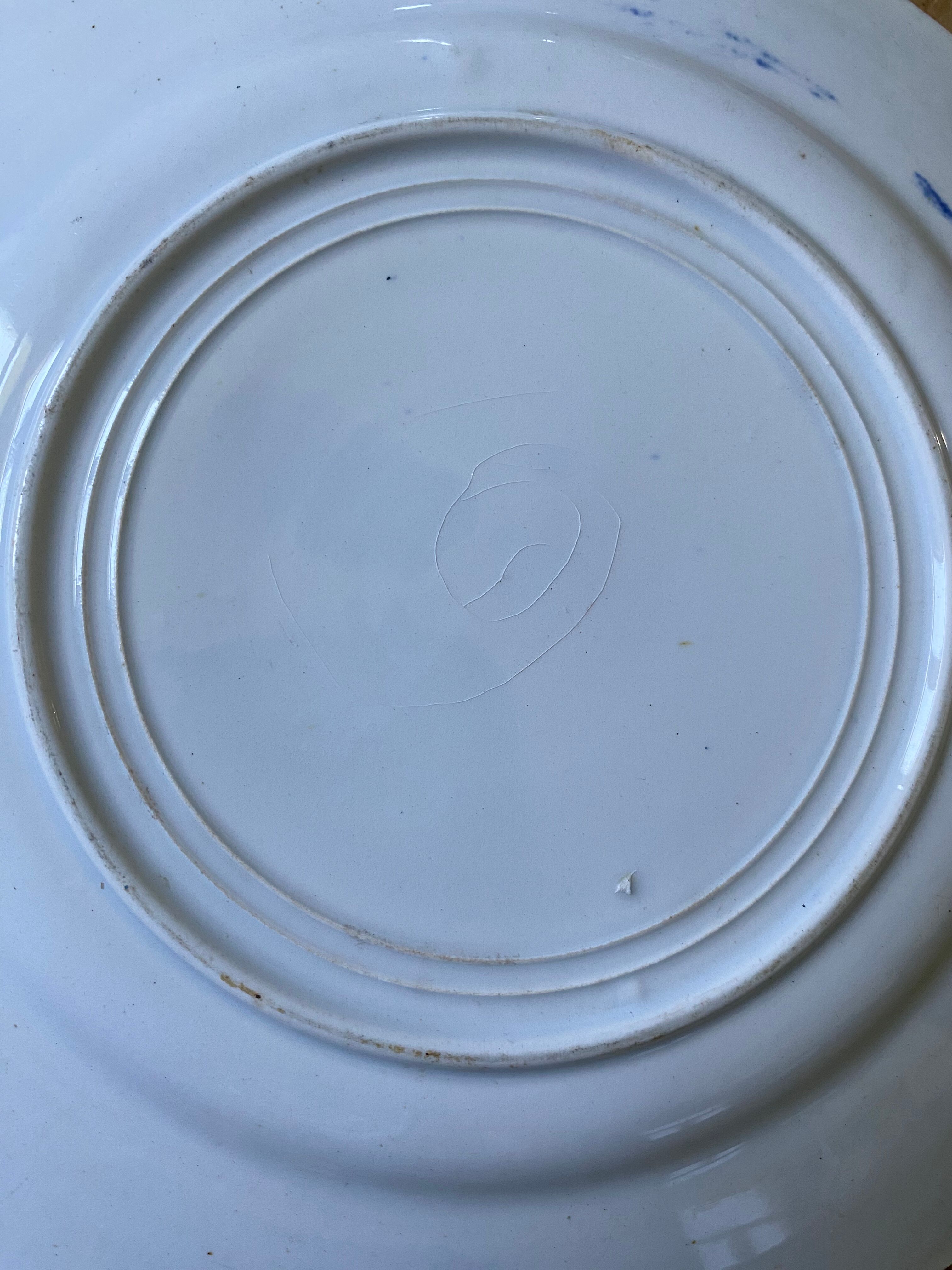 Plate decorated with blue birds and butterflies