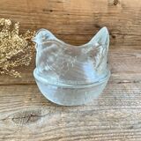 Vintage glass Hen sugar bowl