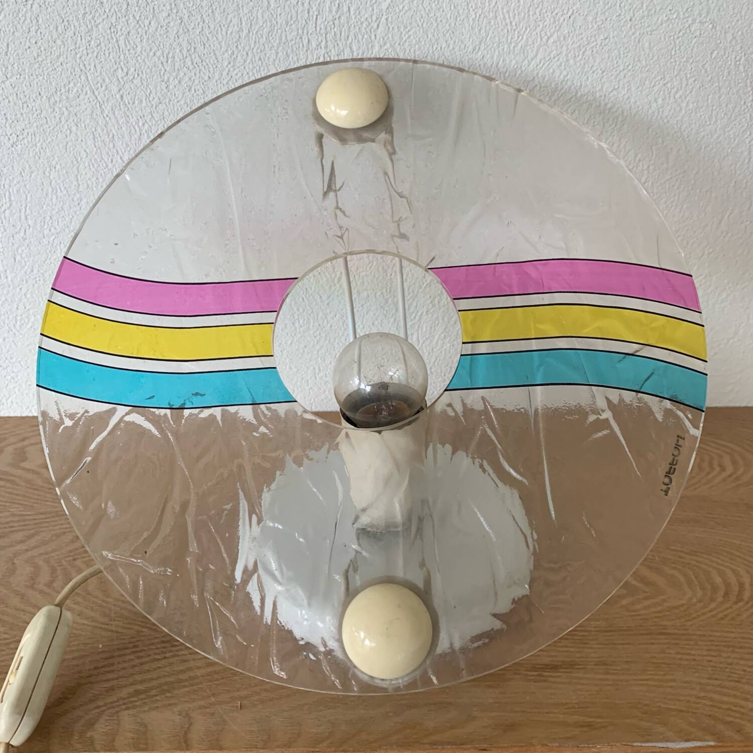 Toffoli Lamp Multicolor Plastic 80´s Disk Shape Pop Italy Disco Series