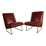 Pair of vintage burgundy red armchairs
