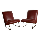 Paire de fauteuils vintage rouge bordeaux