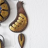 Brass, Copper and Enamel Mobile by Cesar Vasquez, Mid Century Wall Hanging Metal