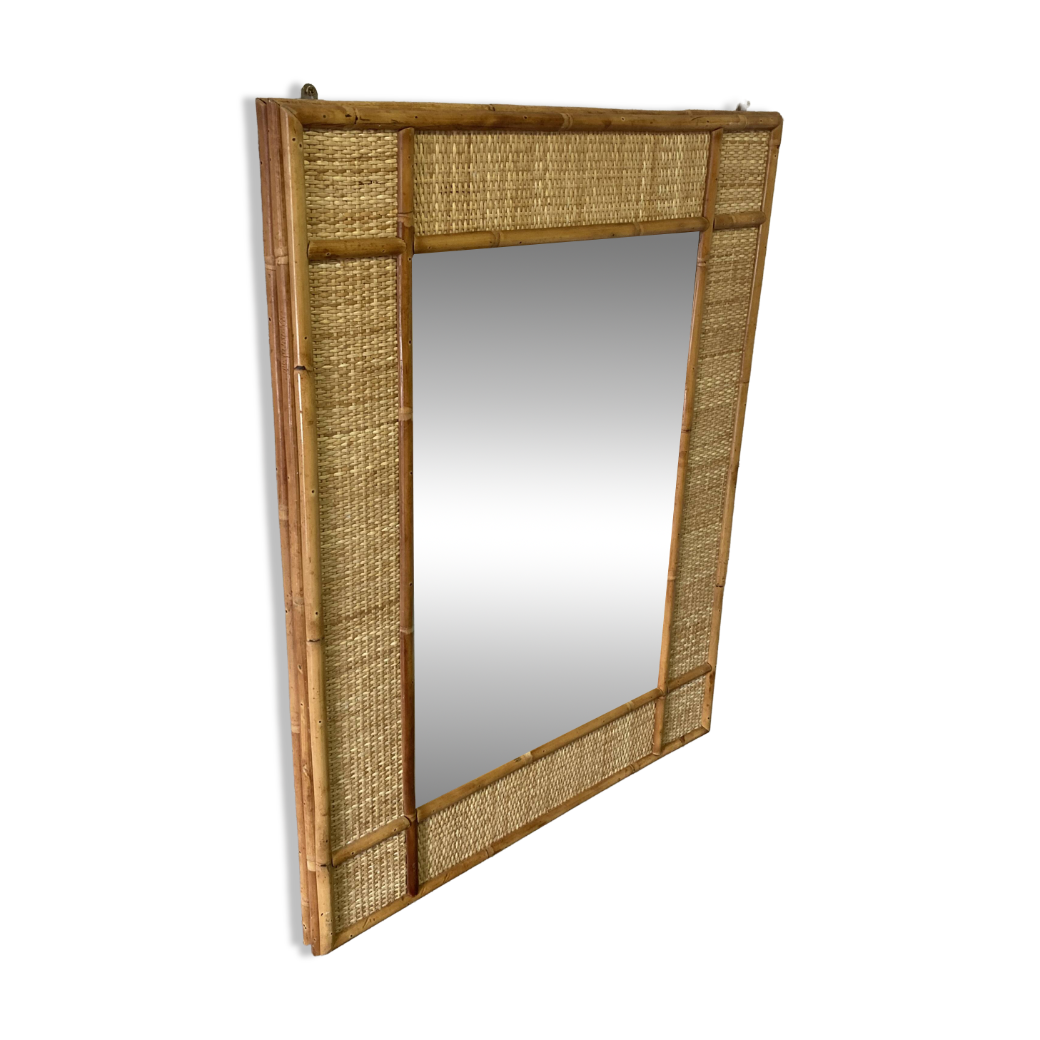 Miroir en rotin vintage