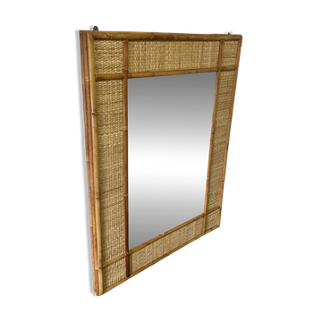 Miroir en rotin vintage