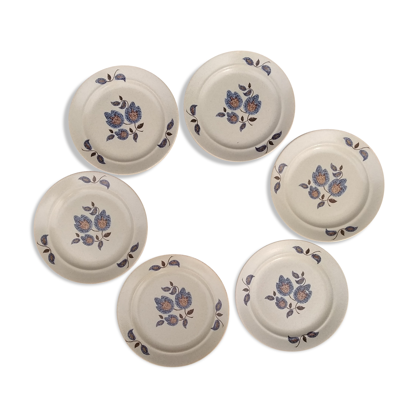 6 dessert plates faïence de St-Amand