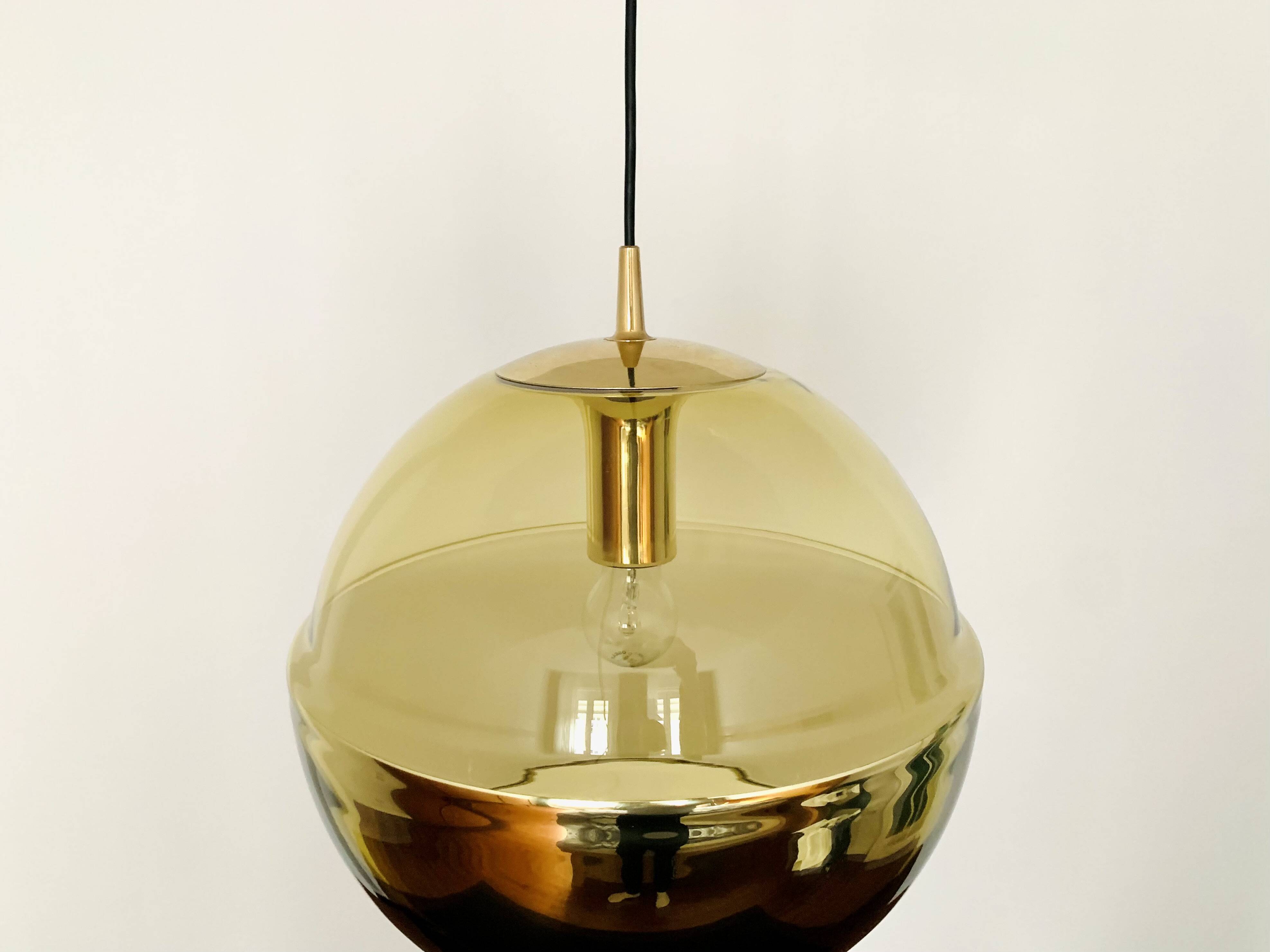Golden Space Age Glass Pendant Lamp by Peill and Putzler