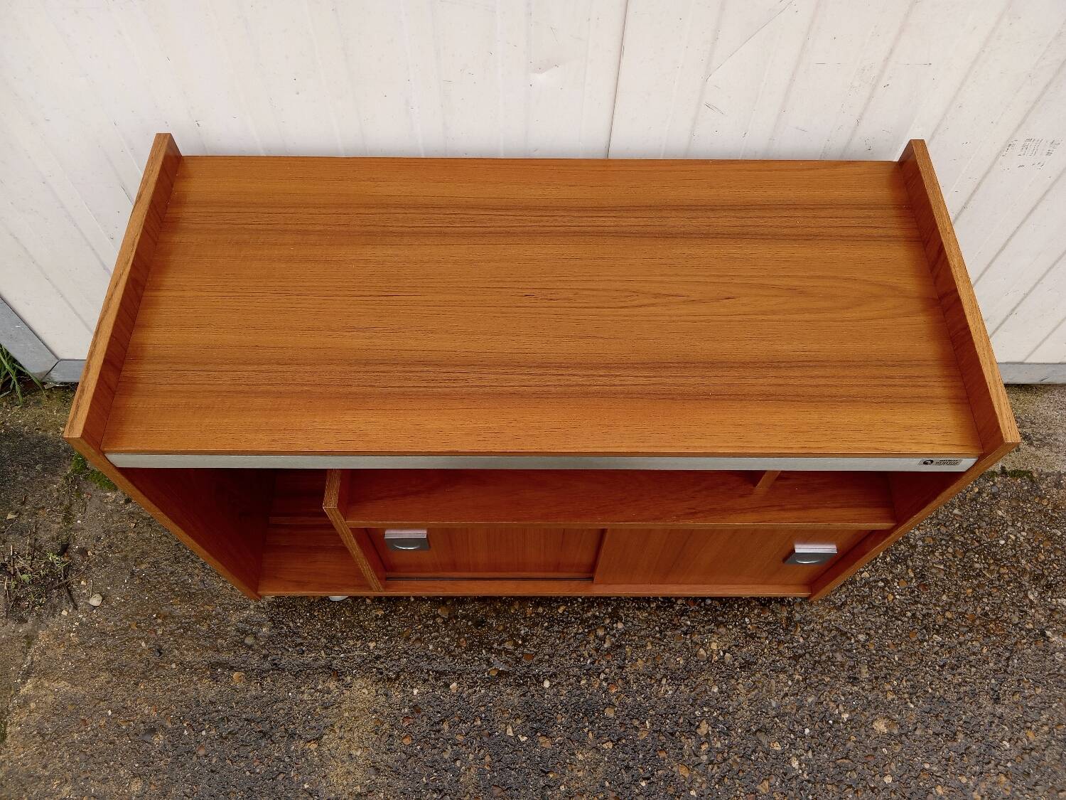 Vintage teak hifi cabinet by Berlioz 1970