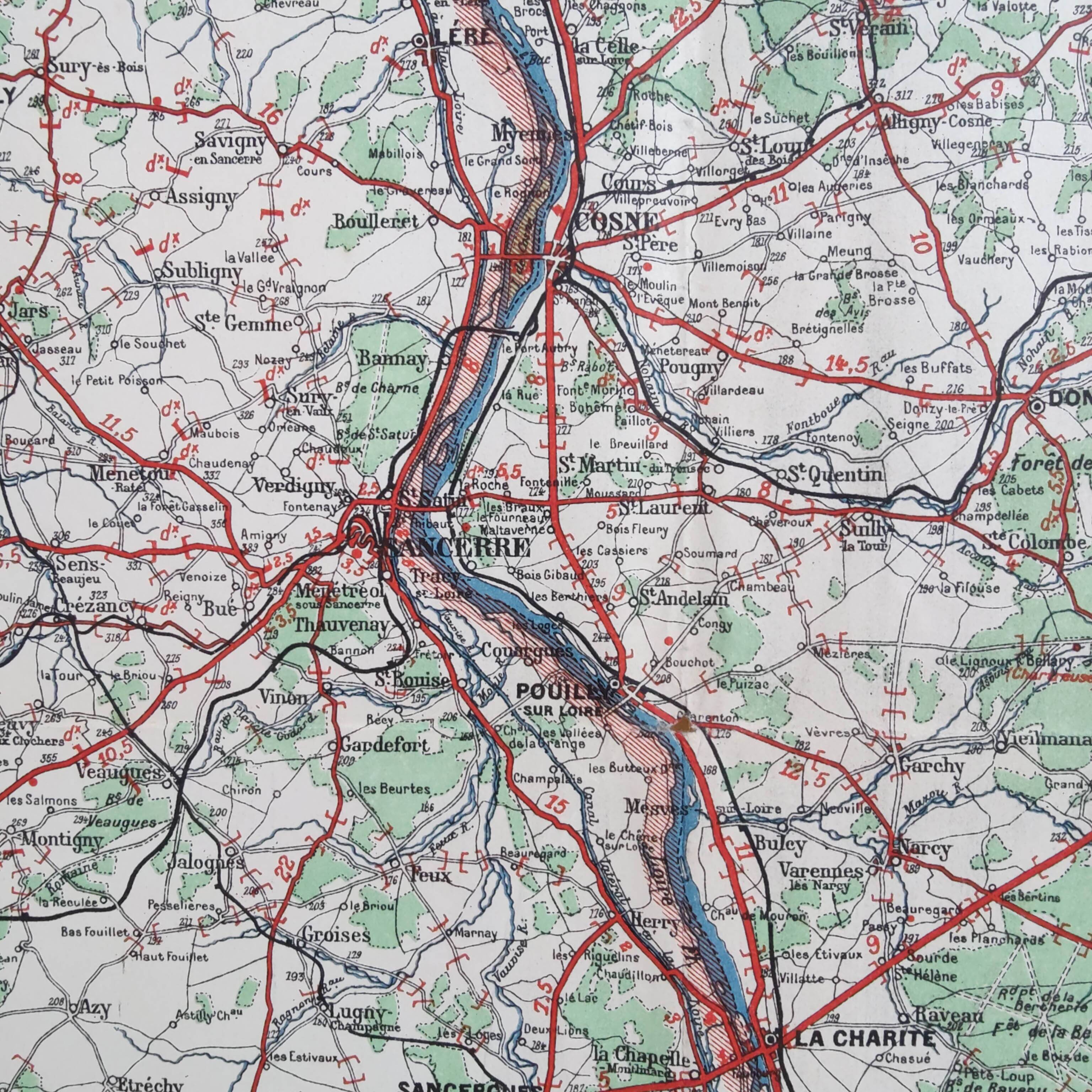 Old map of Burgundy, Taride edition 1920