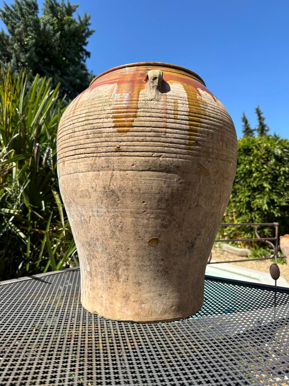 Ancient terracotta pottery jar from the 20th century.