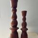 Duo of vintage candlesticks in turned wood