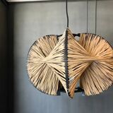 Lampe rustique portugaise en bois noir, années 1960