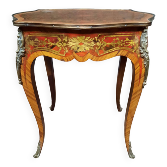 Louis XV table in red marquetry