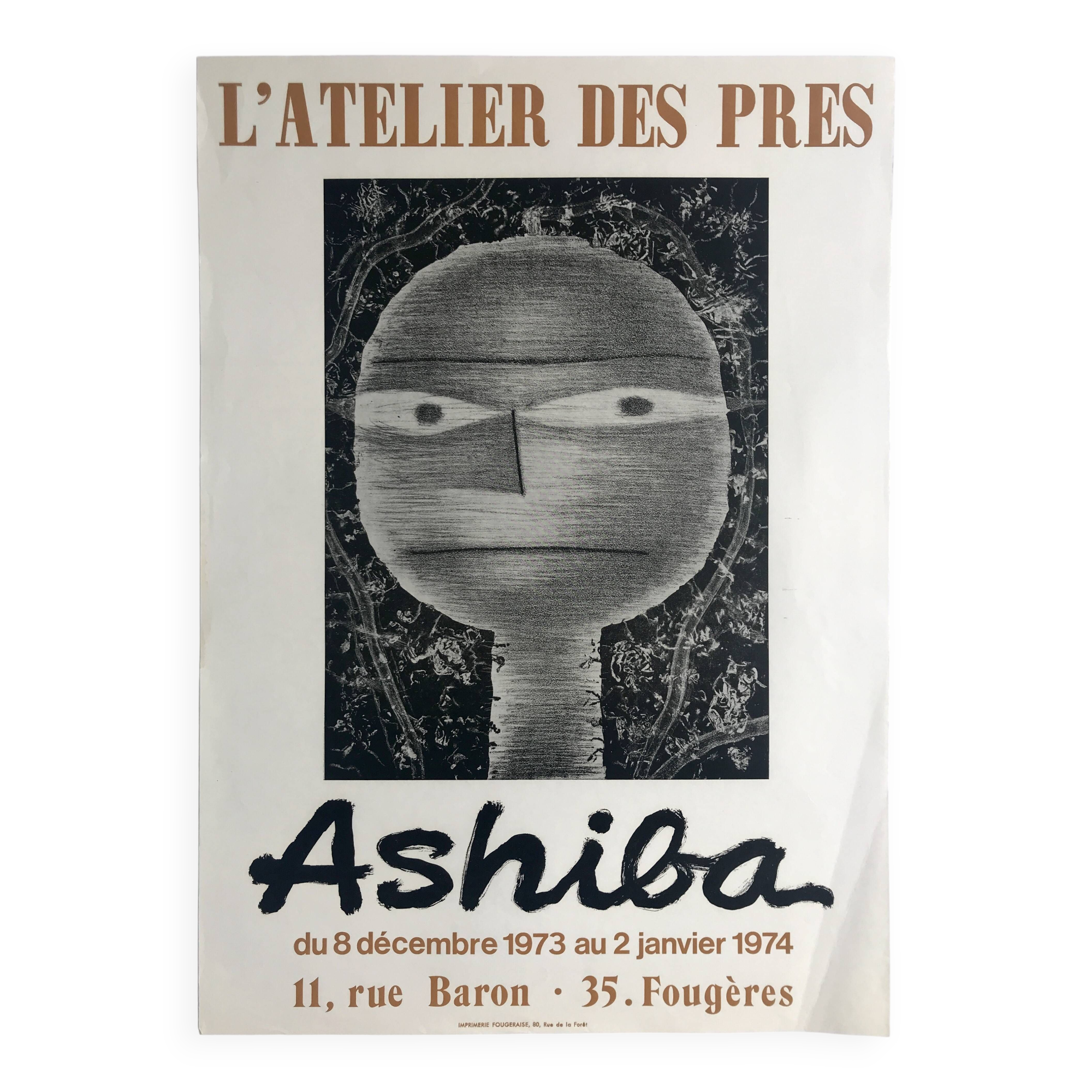 Toshio ashiba, l'atelier des près, 1973. affiche originale en lithographie