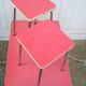 Table formica red and its 2 stools 1970