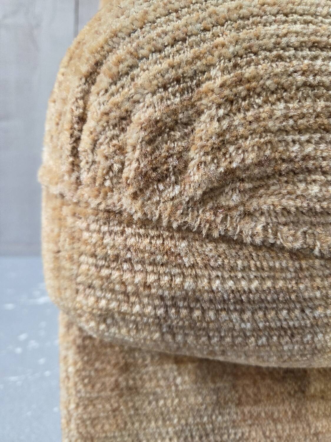 Beige velvet armchair