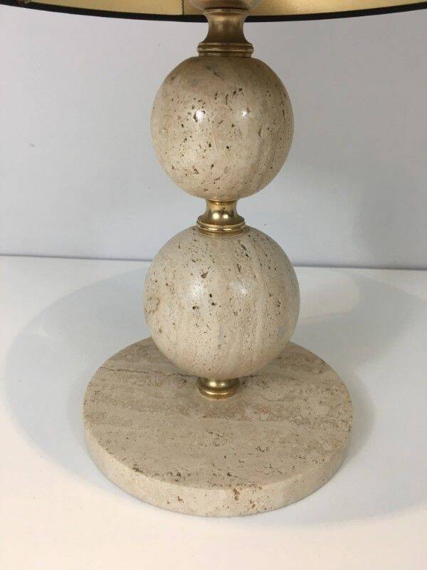 Travertine and brass lamp