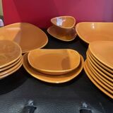 Set of orange rust table service from the 70s