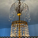Cascade chandelier with crystal and bronze tassels