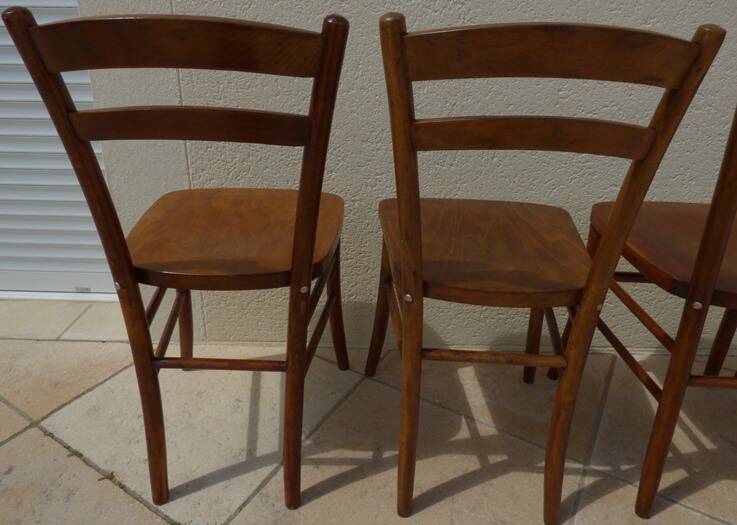 4 Lutherrma brand bistro chairs in their patinas – Very good condition