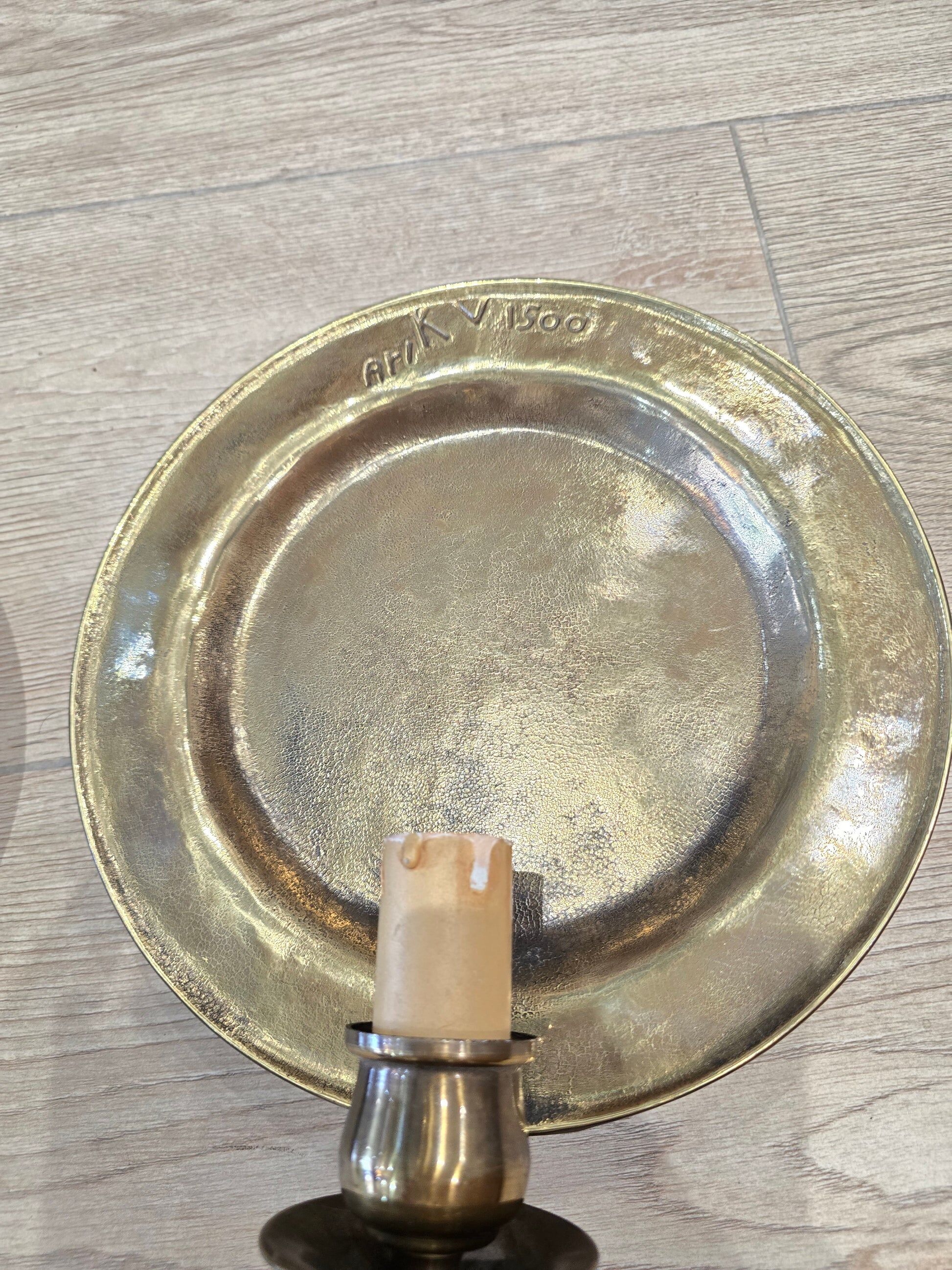 Set of 2 vintage wall sconces Ari KV 1500 – patinated bronze – Ø 25 cm