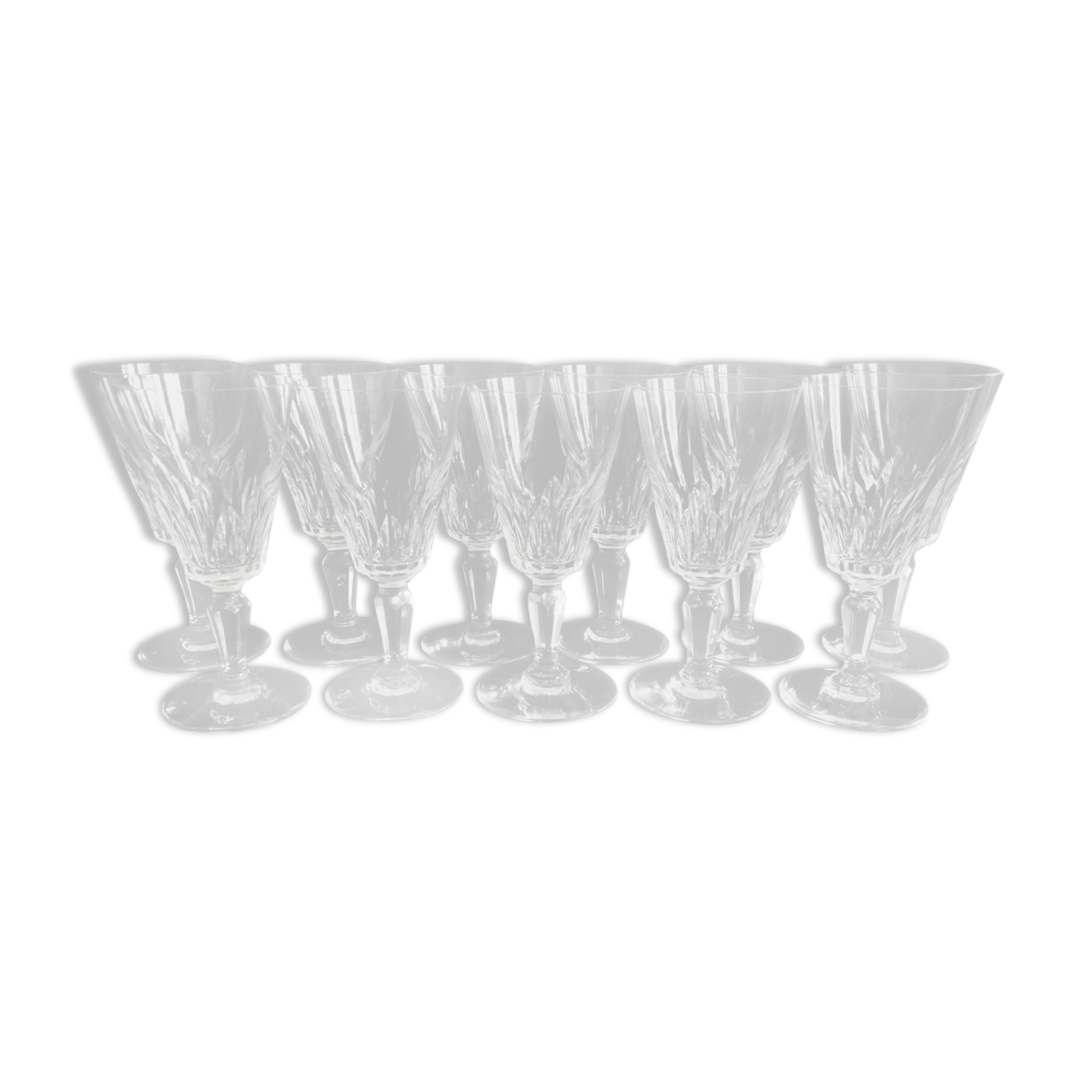 Set of 11 white wine glasses in Baccarat crystal carcassonne model