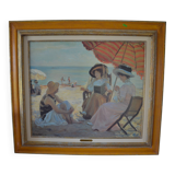 Painting Beach Scene Alfred Victor Fournier