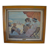 Painting Beach Scene Alfred Victor Fournier