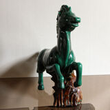 Cheval en faïence verte