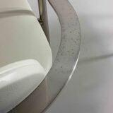 Postmodern dining chairs in steel and white leather, Belgium 1980s