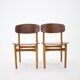 1960s Set of 6 Børge Mogensen Model 122 Oak and Teak Dining Chairs for Søborg Møbelfabric, Denmark
