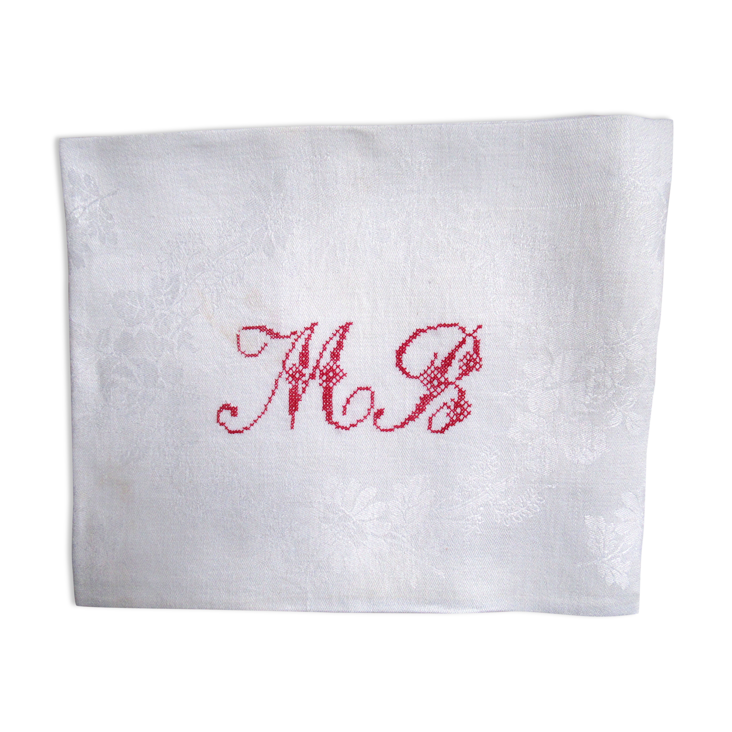 Monogrammed damask napkin monogrammed mb in red