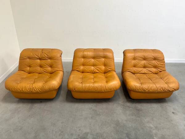 Set of three vintage lounge chairs, 1970s