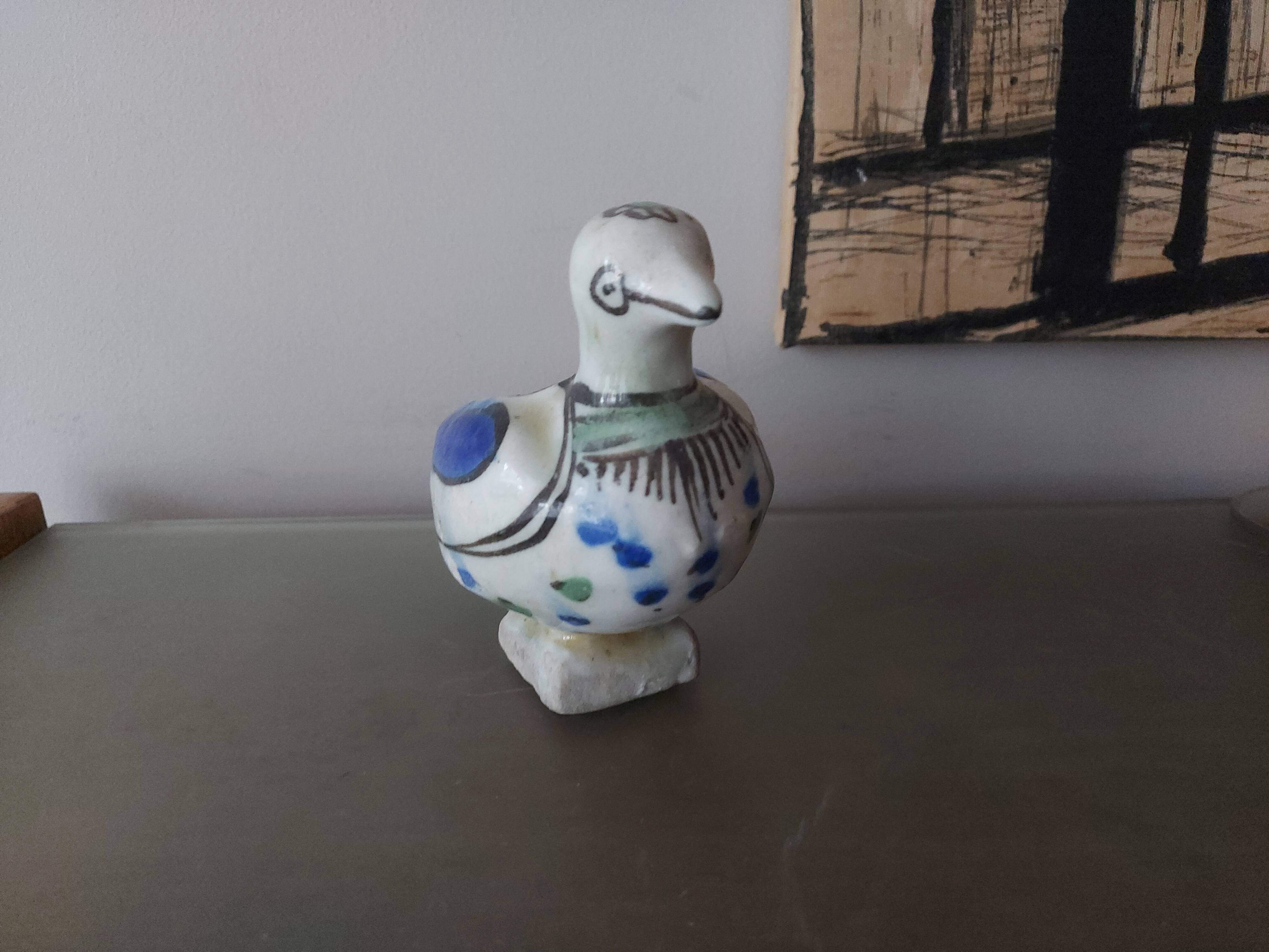 Cendrier oiseau en céramique émaillée