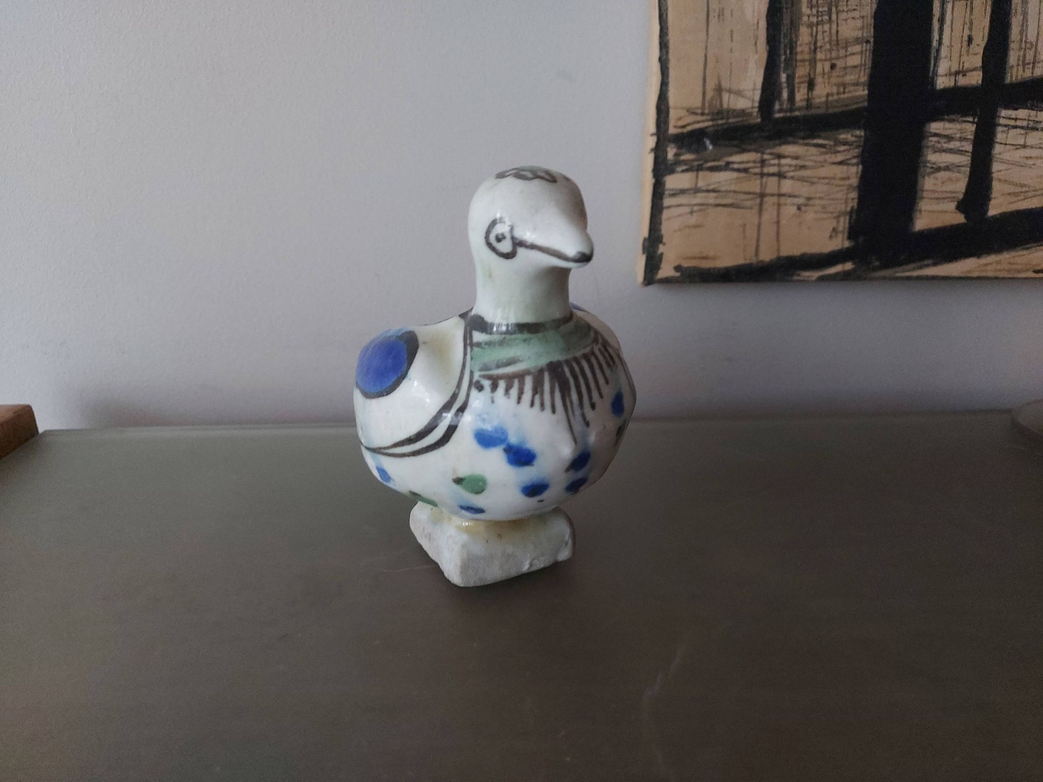 Cendrier oiseau en céramique émaillée