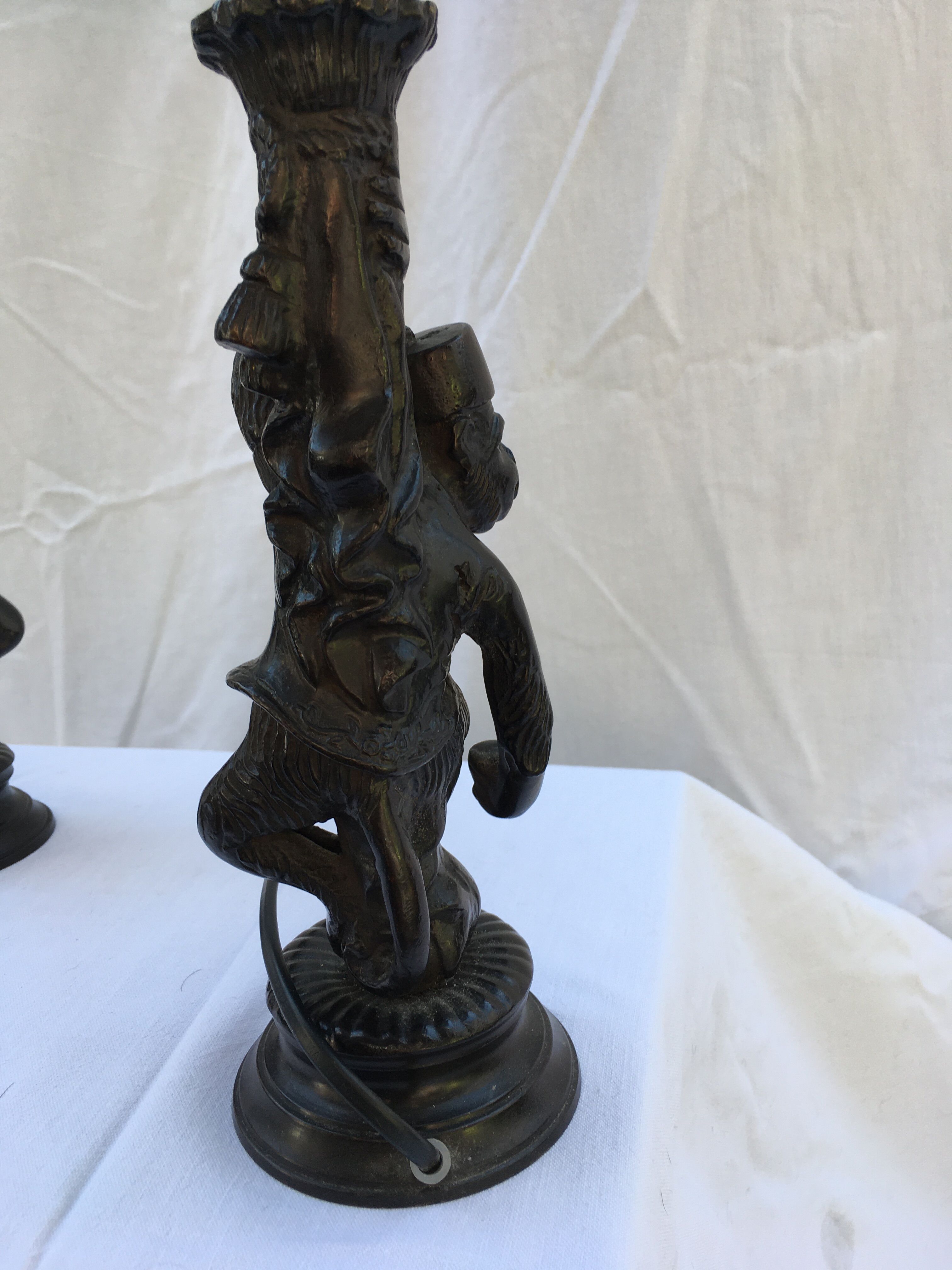 Colonial spirit bronze monkey bedside lamps