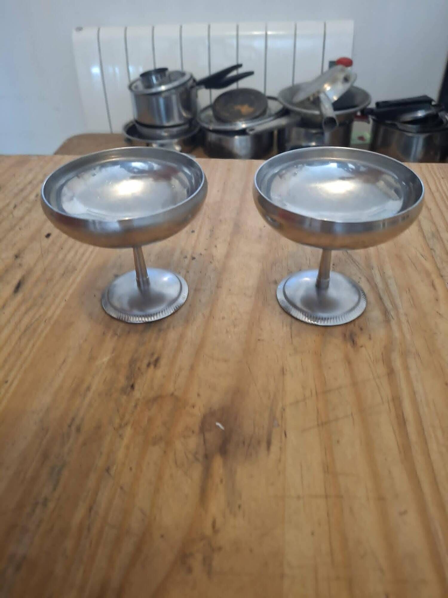 Set of 2 stainless steel ice cream bowls 18-10 Létang and Rémy