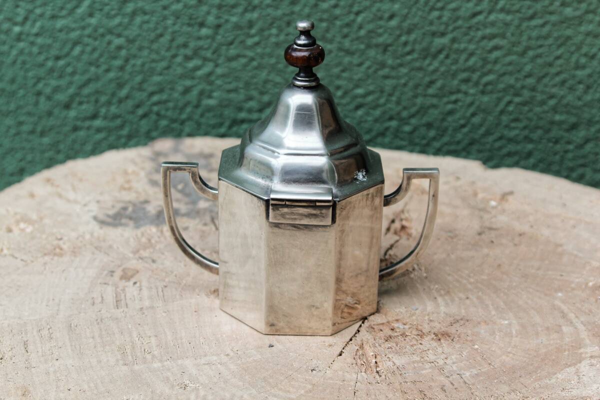 Art Deco coffee service, silver metal and rosewood