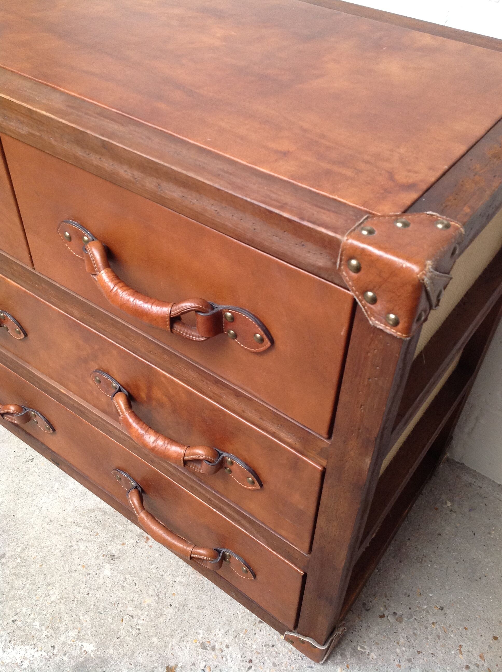 Wooden and leather dresser