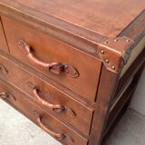 Commode  bois et cuir