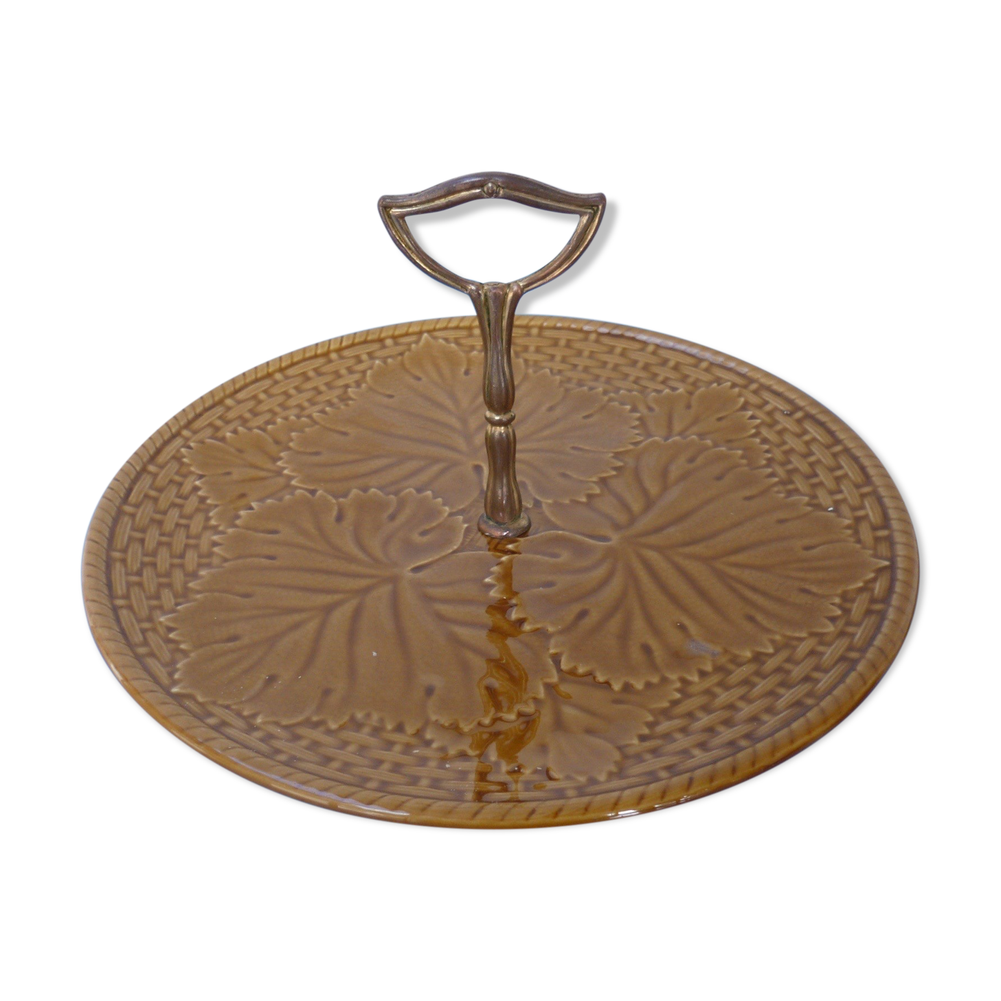 Cheese platter of Gien, vine leaves, 1960