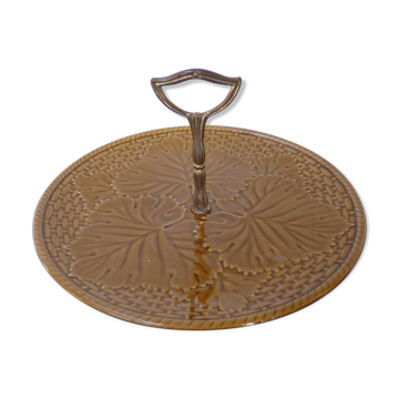 Cheese platter of Gien, vine leaves, 1960