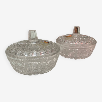 Pair of old German crystal candy boxes