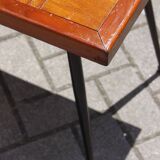 Modernist wood & steel coffee table France 1950s