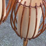 Bamboo and rattan floor lamp 2 lights from the 70s